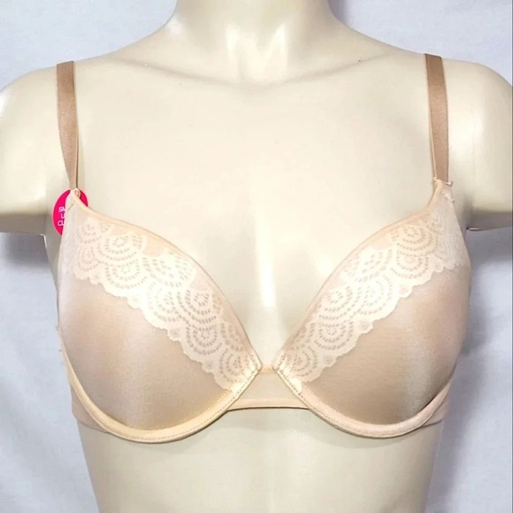34A Lily of France 2175300 Smooth & Sleek Push Up Underwire Bra Nude New with T - Picture 2 of 5